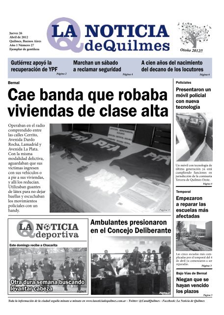 Cae banda que robaba viviendas de clase alta - la noticia de quilmes