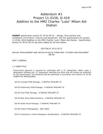 Addendum #1 Project 11-0156, Q-419 Addition to the HM2 Charles ...