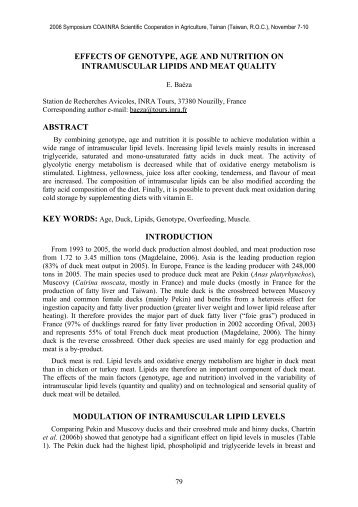 intramuscular lipid content and sensory quality of duck breast meat