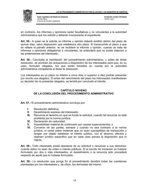 ley de procedimiento administrativo para el estado y los municipios ...