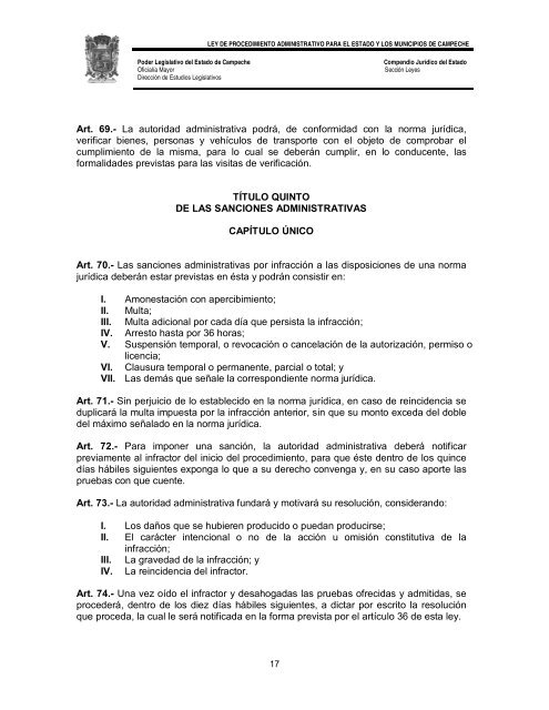 ley de procedimiento administrativo para el estado y los municipios ...