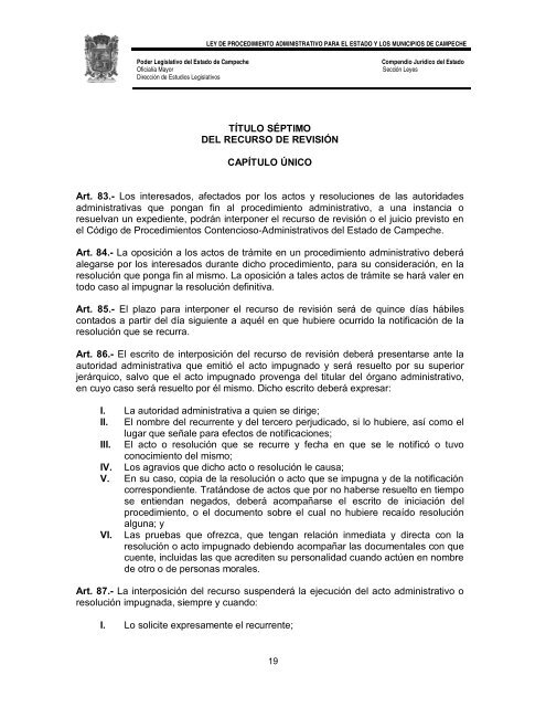 ley de procedimiento administrativo para el estado y los municipios ...