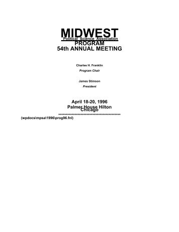 1996 Conference Program - Midwest Political Science Association