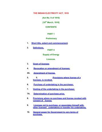 Indian Electricity Act, 1910 - Central Electricity Regulatory Commission