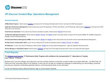 HP Discover Content Map: Operations Management