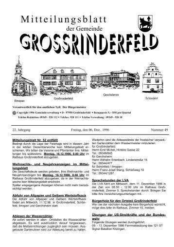 Vereins- und andere Nachrichten - Großrinderfeld