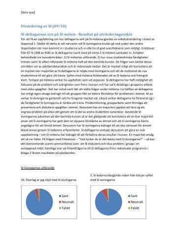 Utvärdering av SI (09/10) SI-deltagarnas syn på SI ... - Student LTH