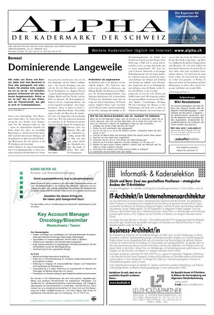 Informatik- & Kaderselektion - Tagesanzeiger e-paper - Tages ...