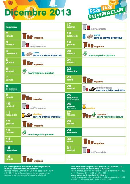 Calendario 2013 Raccolta differenziata domiciliare ... - Il Gruppo Hera