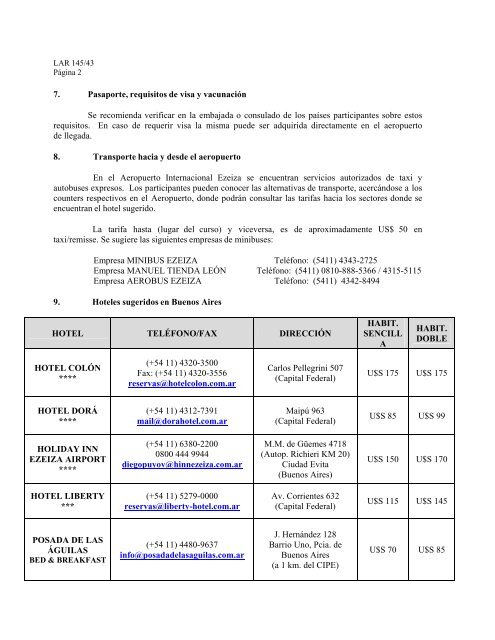 Curso LAR 145/43 (Buenos Aires, Argentina, 8 al 12 de abril ... - ICAO