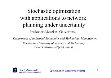 Optimization under Uncertainty