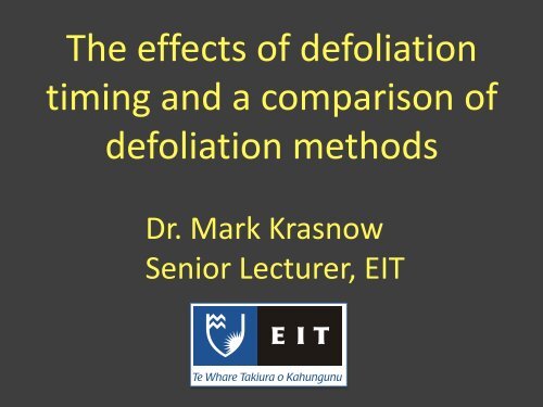 Presentation: The effects of defoliation timing and a comparison of ...
