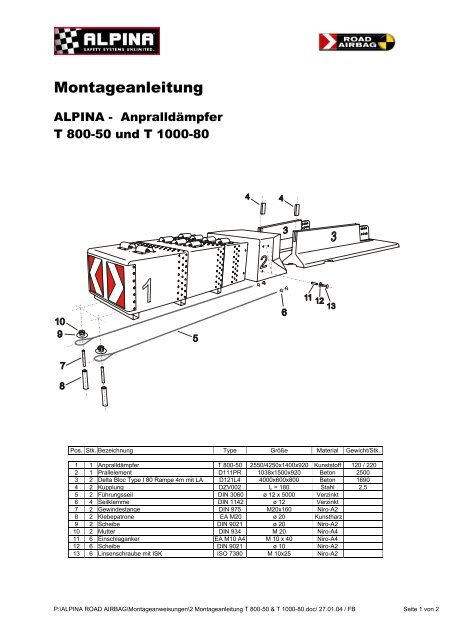 Montageanleitung - Alpina Sicherheitssysteme