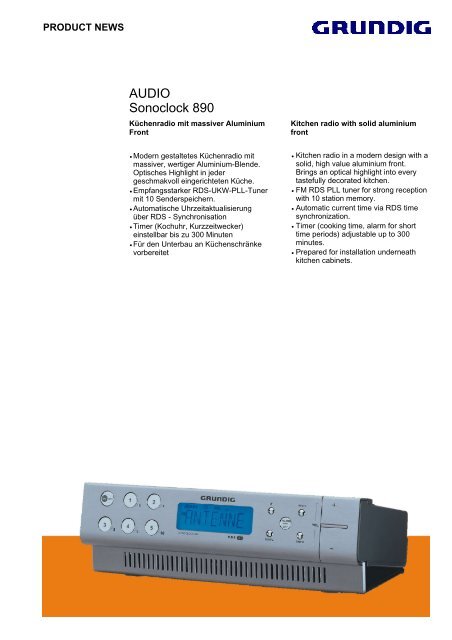 AUDIO Sonoclock 890 - Grundig