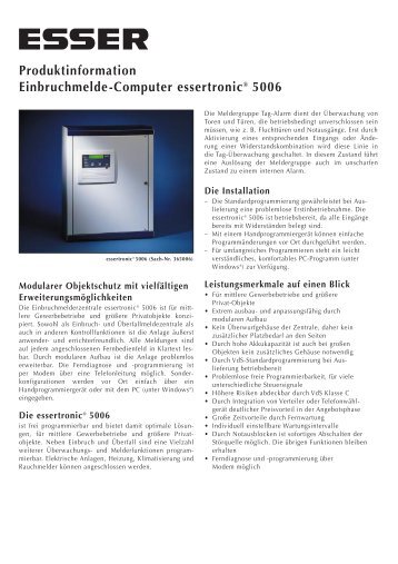 Produktinformation Einbruchmelde-Computer essertronic® 5006