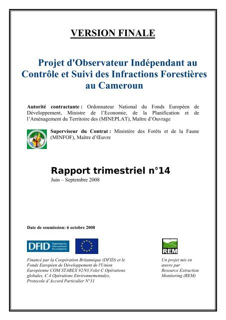 Rapport trimestriel NÂ°14 REM OI-FLEG Cameroun