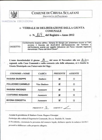 Conferimento incarico all'Avv. A.Di Giorgio per presentare ricorso al ...