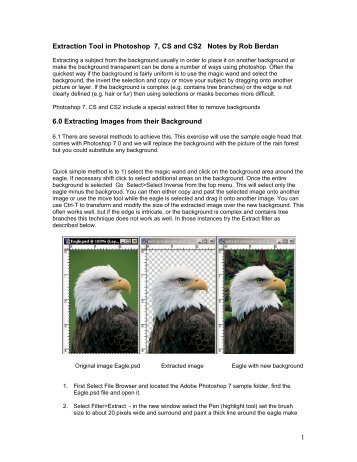 Extraction Tool in Photoshop 7, CS and CS2 Notes by Rob Berdan