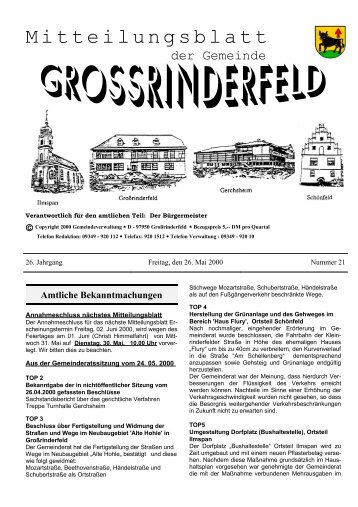 Vereins- und andere Nachrichten - Großrinderfeld