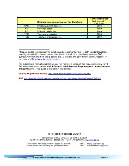 IB subject guide - University System of Georgia