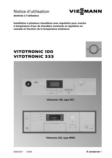 VITOTRONIC 100 VITOTRONIC 333 Notice d'utilisation - Viessmann