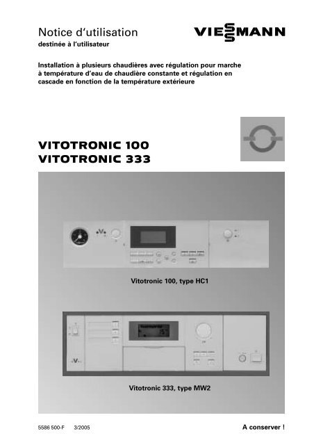 VITOTRONIC 100 VITOTRONIC 333 Notice d'utilisation - Viessmann