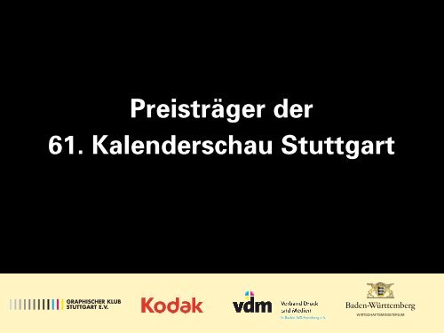 Preisträger der 61. Kalenderschau Stuttgart - Graphische Klub ...