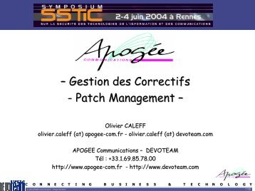 Gestions des Correctifs / Patch Management - Actes du SSTIC