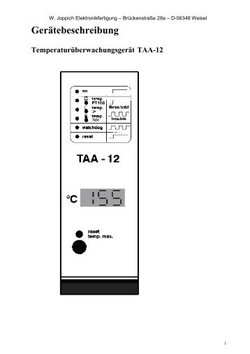 Gerätebeschreibung TAA12 Deutsch