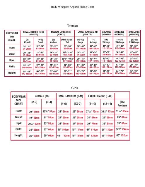 Leo S Dancewear Size Chart