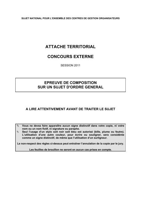 ATTACHE TERRITORIAL CONCOURS EXTERNE - CDG69