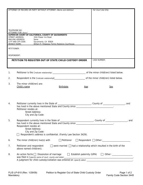 child custody paperwork