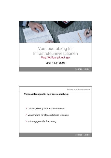 download Mag. Lindinger Vorsteuer Infrastrukturinvestitionen - Inkoba