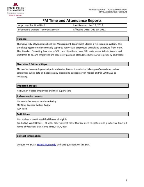 FM Time and Attendance Reports (PDF) - Facilities Management