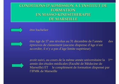 LES ETUDES DE MASSO-KINESITHERAPIE - Timone.univ-mrs.fr