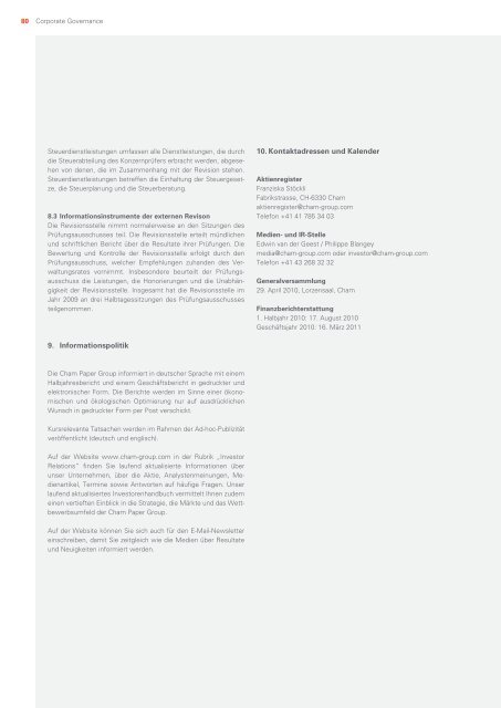 Geschäftsbericht 2009 - Investor Relations