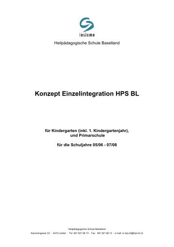 Konzept Einzelintegration HPS BL