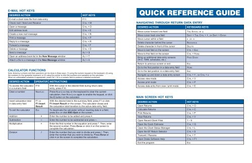 QUICK REFERENCE GUIDE - Drake Software Support