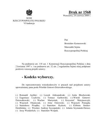 Druk nr 1568 - Kodeks wyborczy.