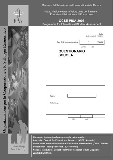 Questionario scuola - Invalsi