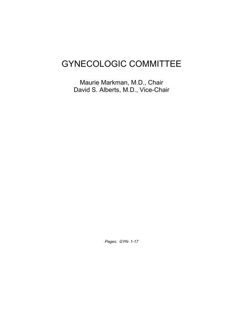 GYNECOLOGIC COMMITTEE - SWOG