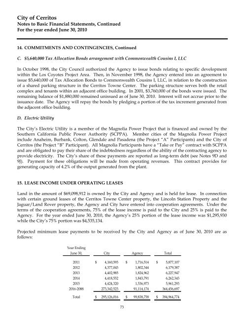 Comprehensive Annual Financial Report - City of Cerritos