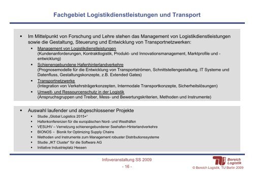 Bereich Logistik - TU Berlin