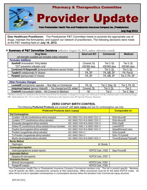 presbyterian centennial care formulary