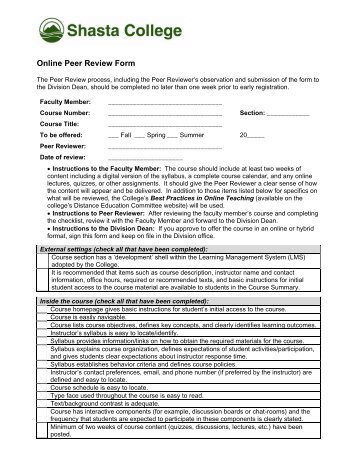 Online Peer Review Form (pdf) - Shasta College