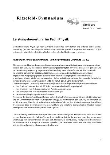 Leistungsbewertung im Fach Physik (Fachkonferenzbeschluss) (PDF)