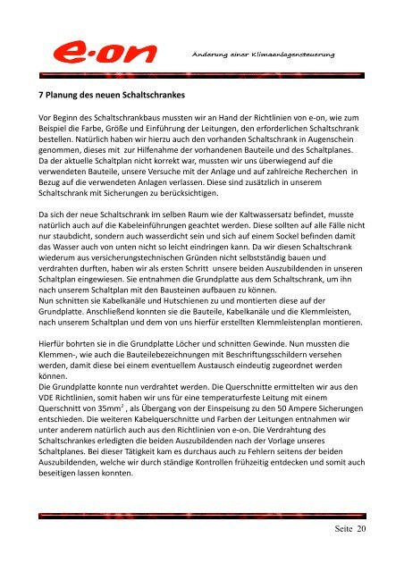 Projektarbeit 2011 Einbindung der Kaltwassersätze und ...
