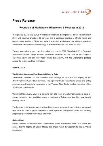 Press Release - Worldhotels