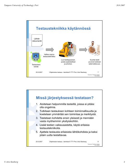 testaustekniikat - Porin yksikkÃ¶ - Tampereen teknillinen yliopisto