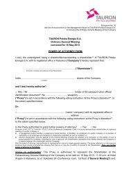Power of Attorney form - tauron